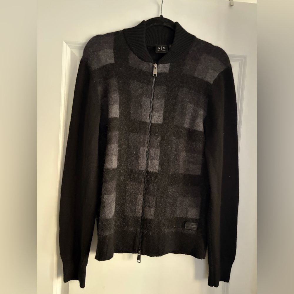 Armani Exchange Wool-Blend Zip-up Sweater